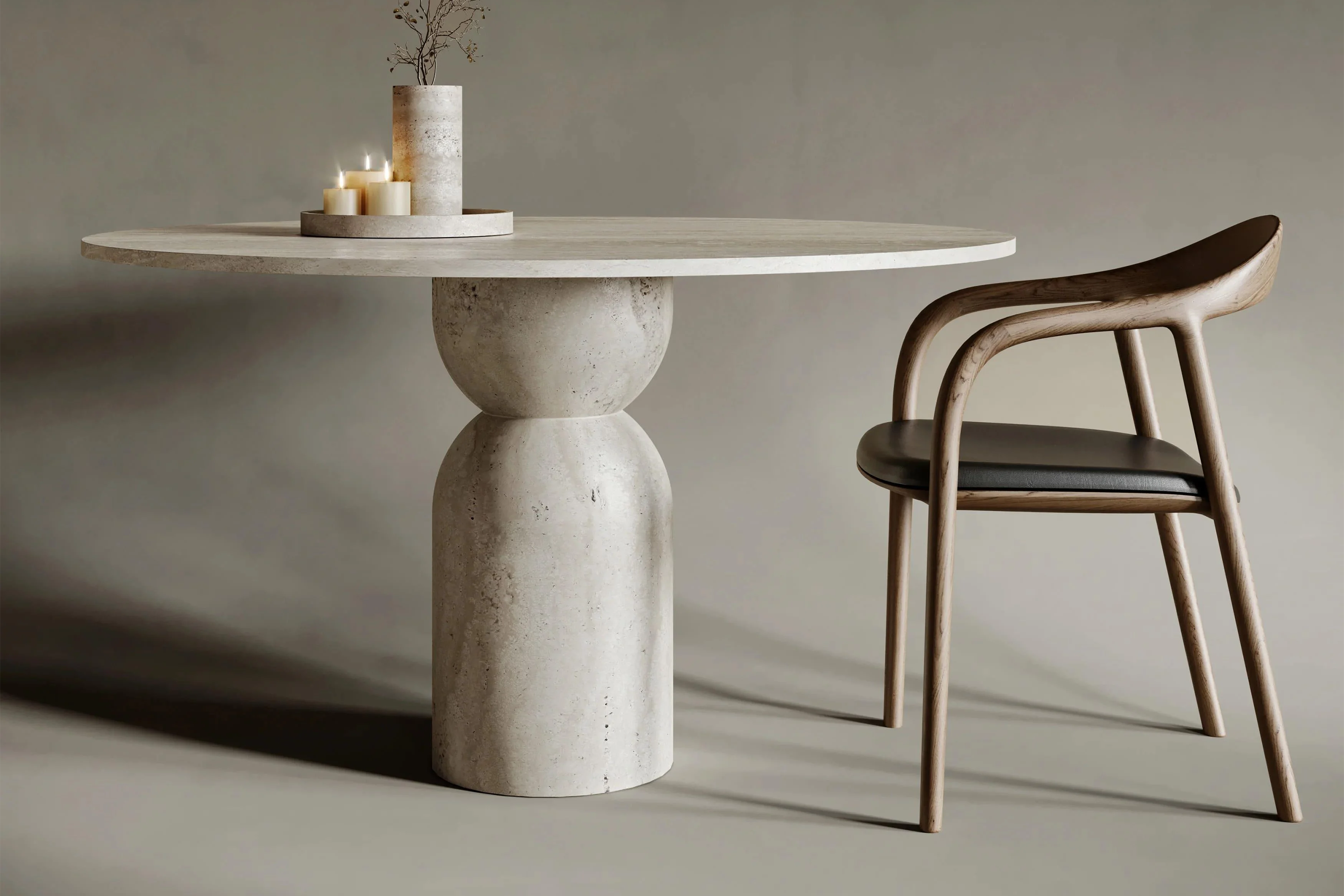 Nemo Travertine Round Table
