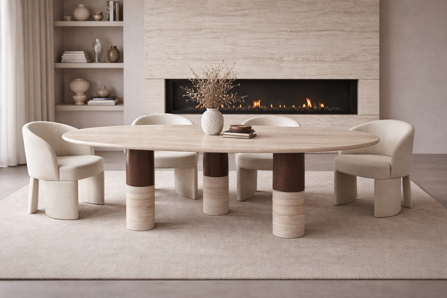 Earthline Travertin Ovaler Esstisch