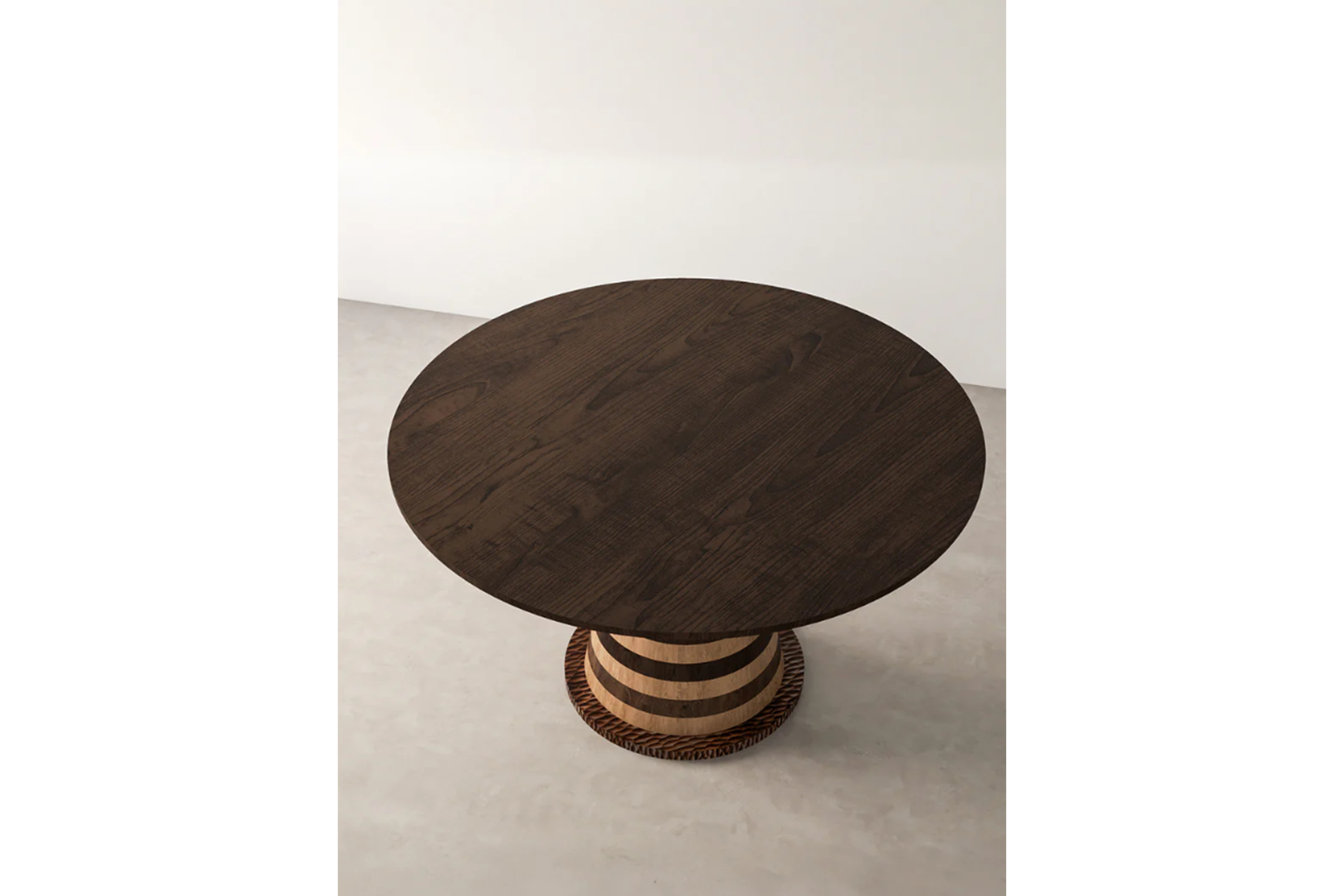 Walnut & Chestnut Wood Round Dining Table