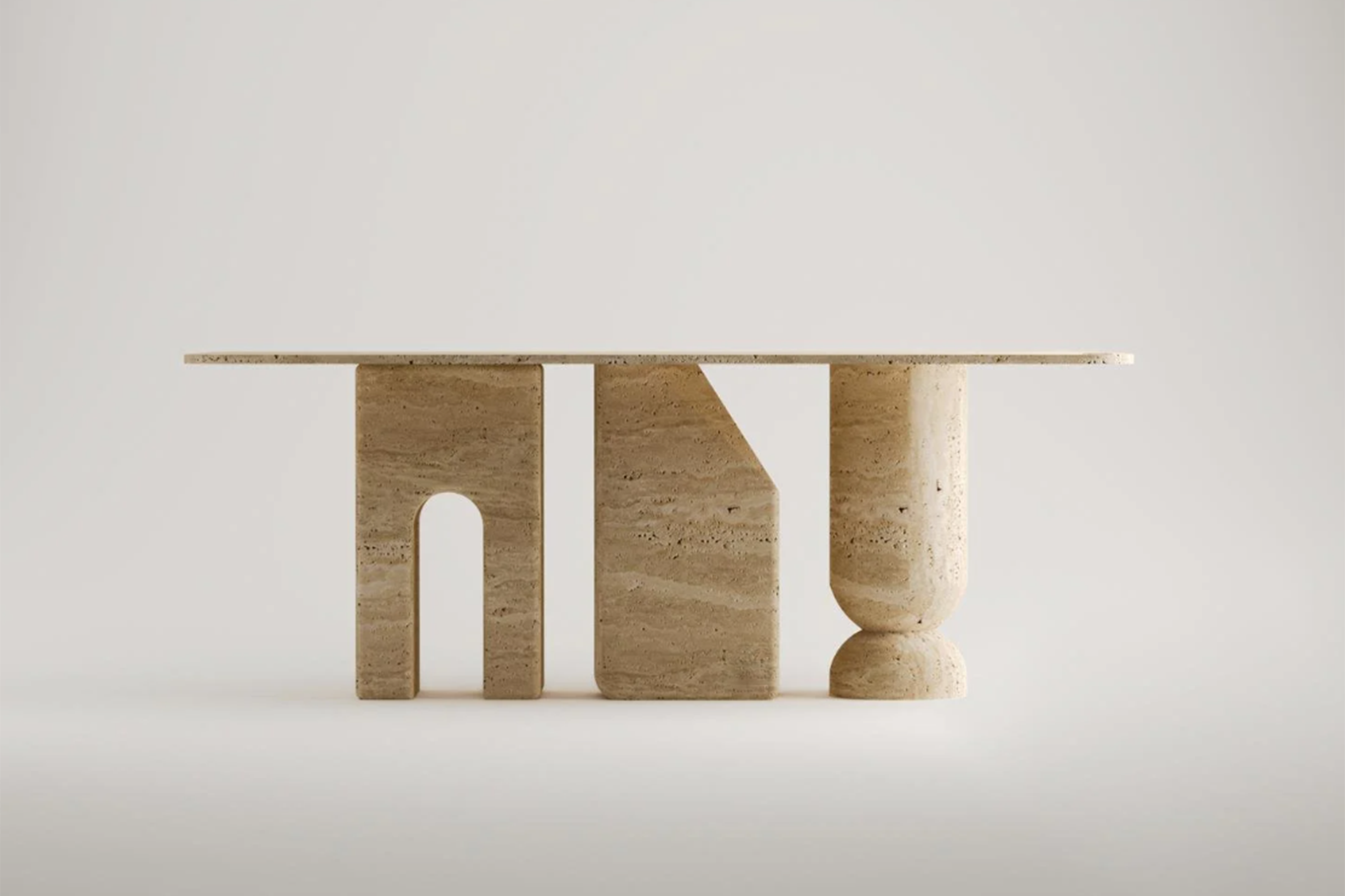 Statue Travertine Dining Table