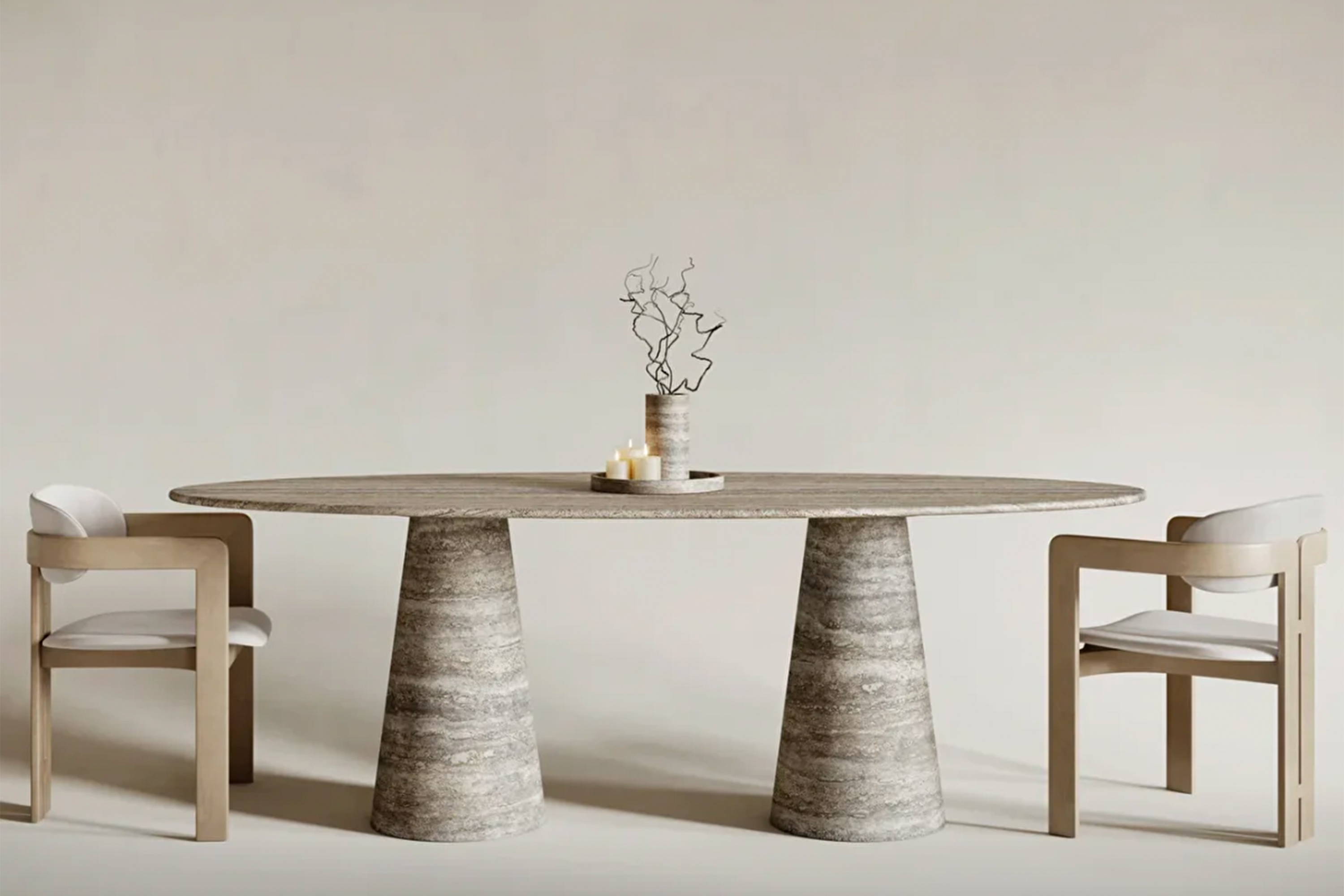 Argenta de Pierre Travertine Oval Dining Table