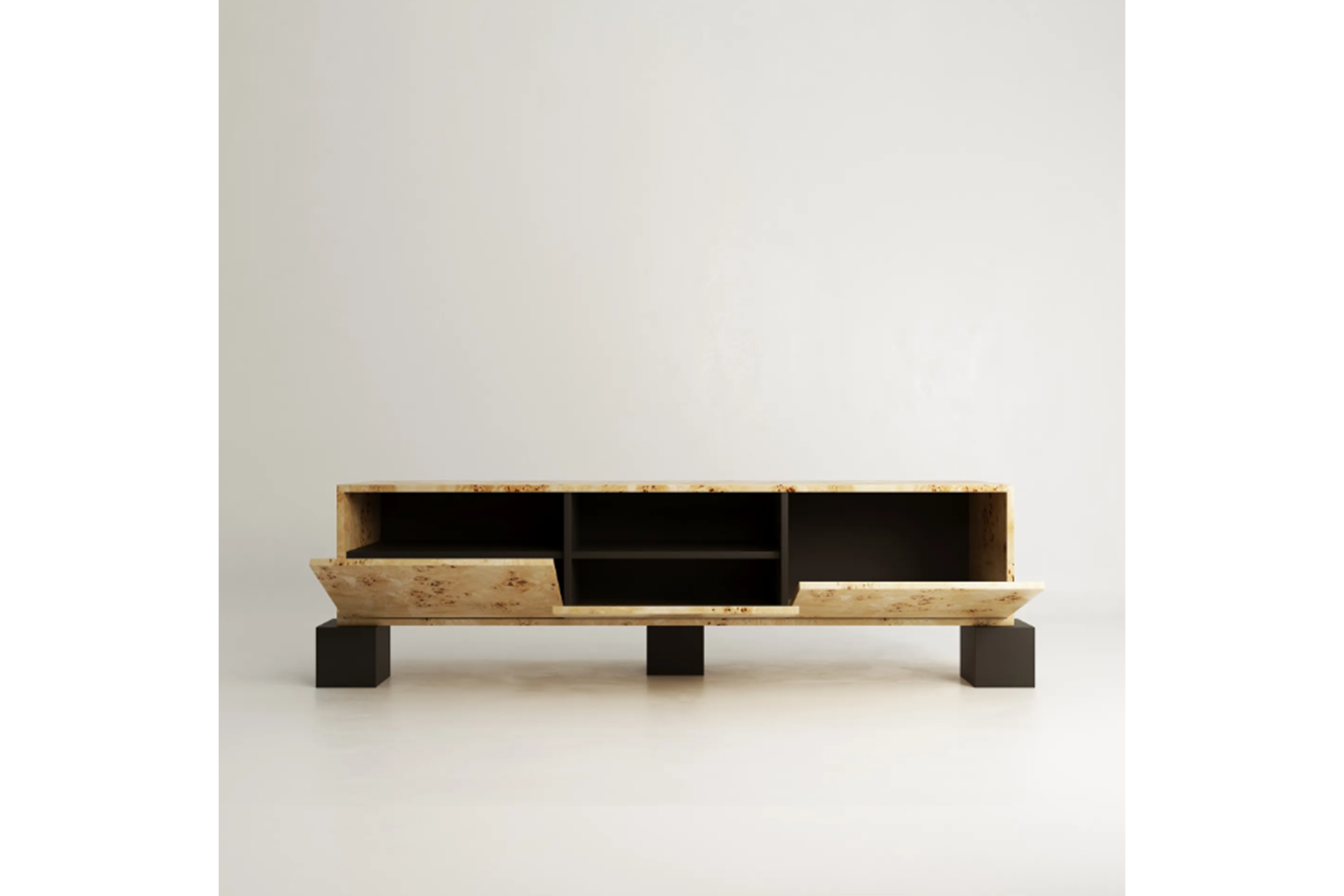 Modern Mazel Veneer & Black Lacquered Media Console