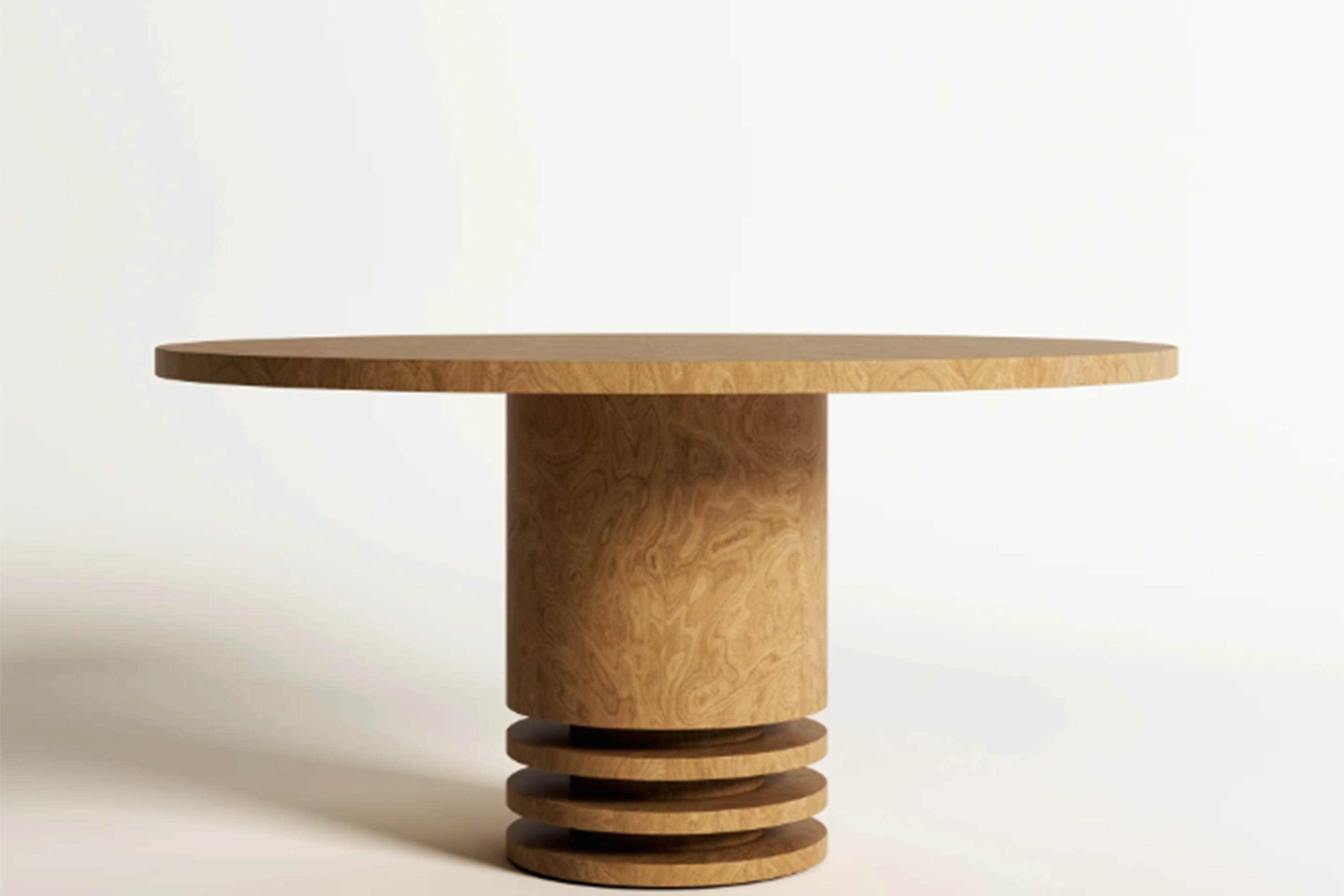 Round Dining Table with Natural Wood Root Veneer