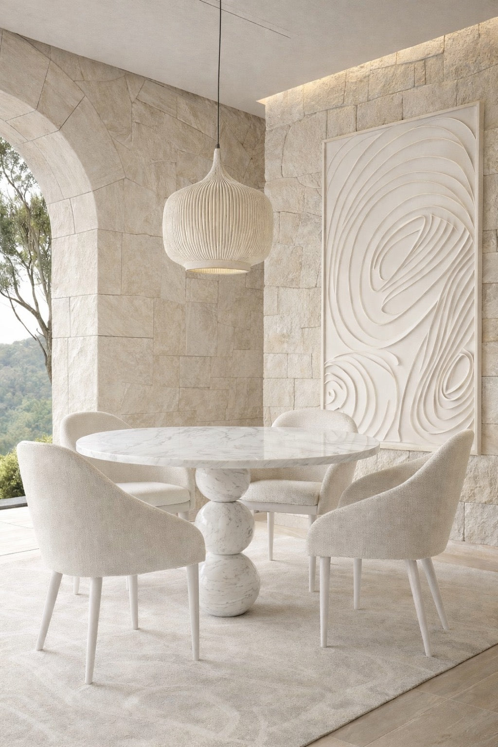 Cess Italienischer Carrara-Marmor Runder Tisch