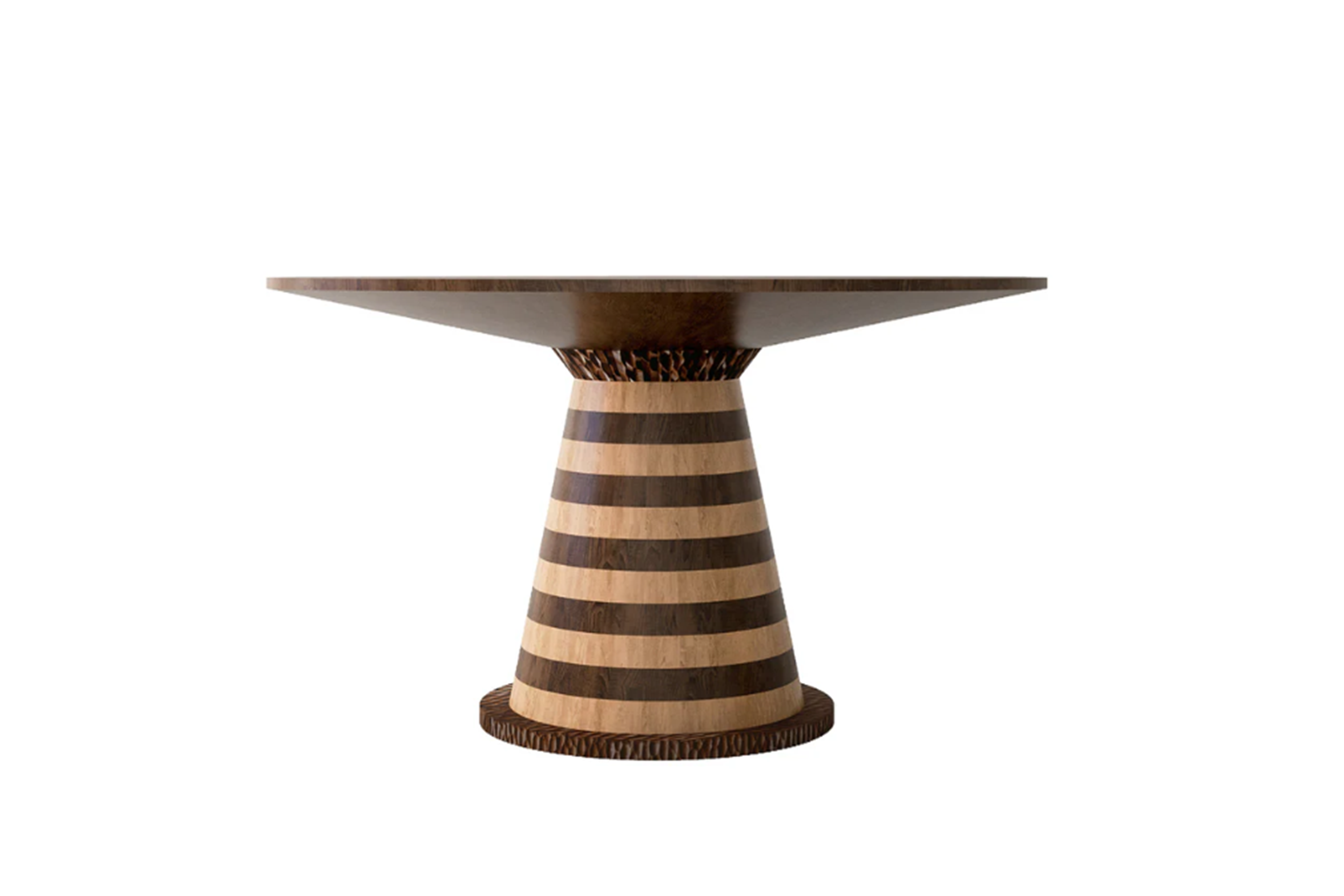 Walnut & Chestnut Wood Round Dining Table