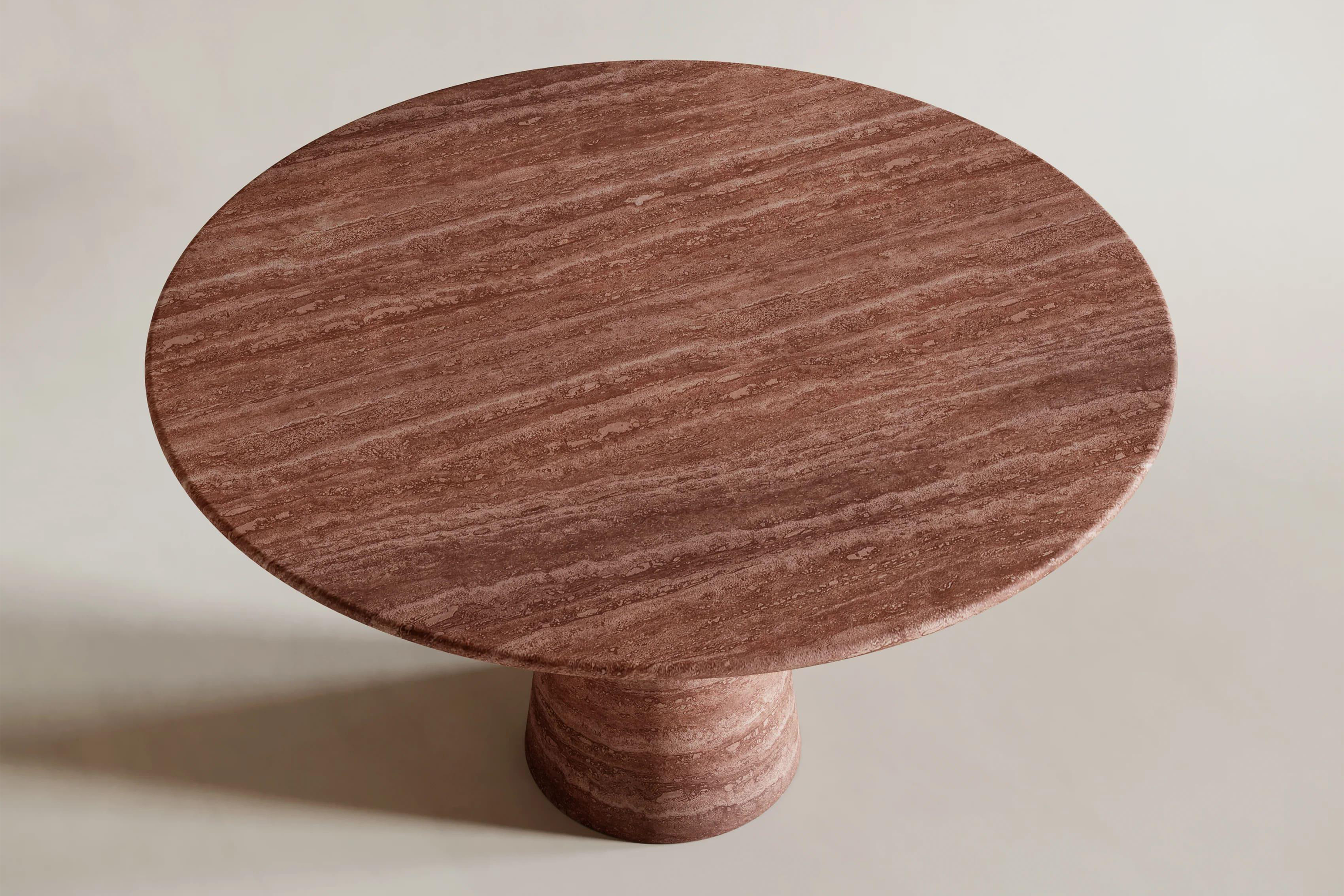 Sunset Red Travertine Round Table