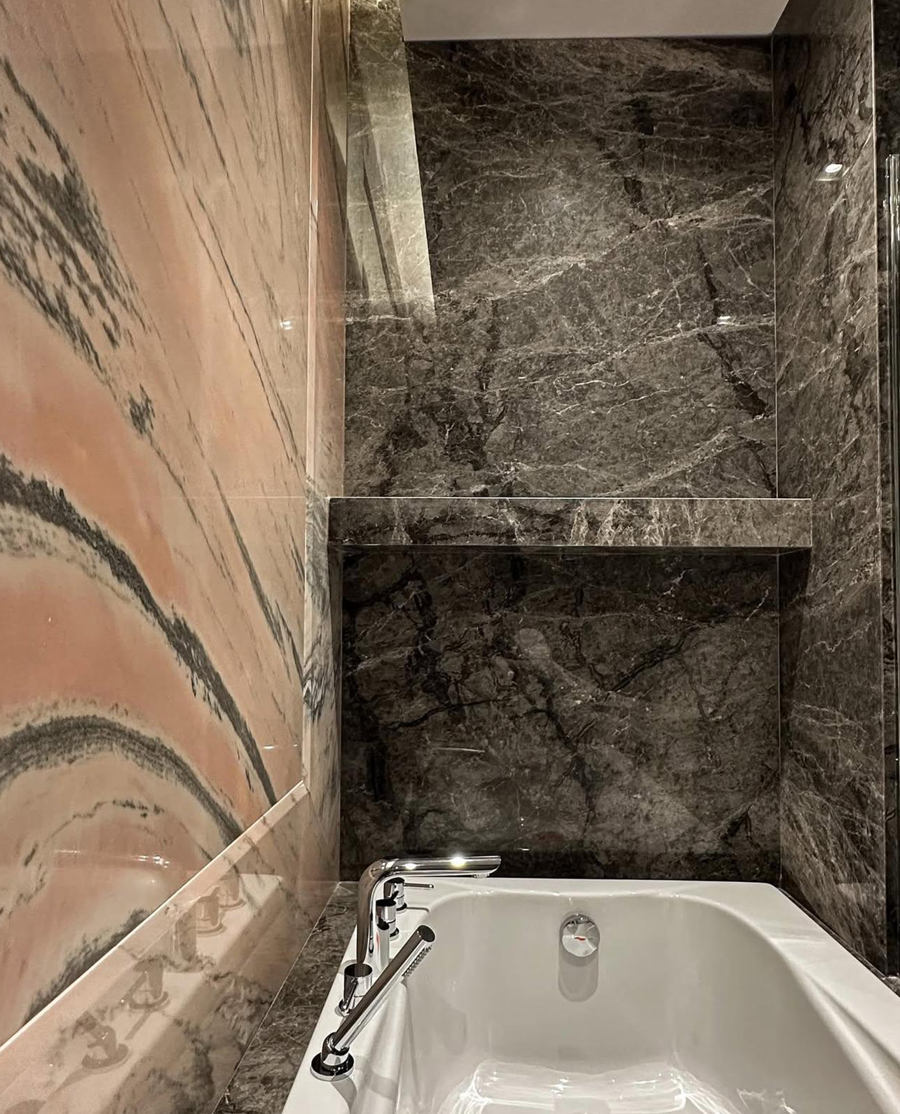 Our Custom Project For Interior Designer - Agora, Rolex & Pinkwave Marble – A Luxurious Choice for Custom Bathroom Design