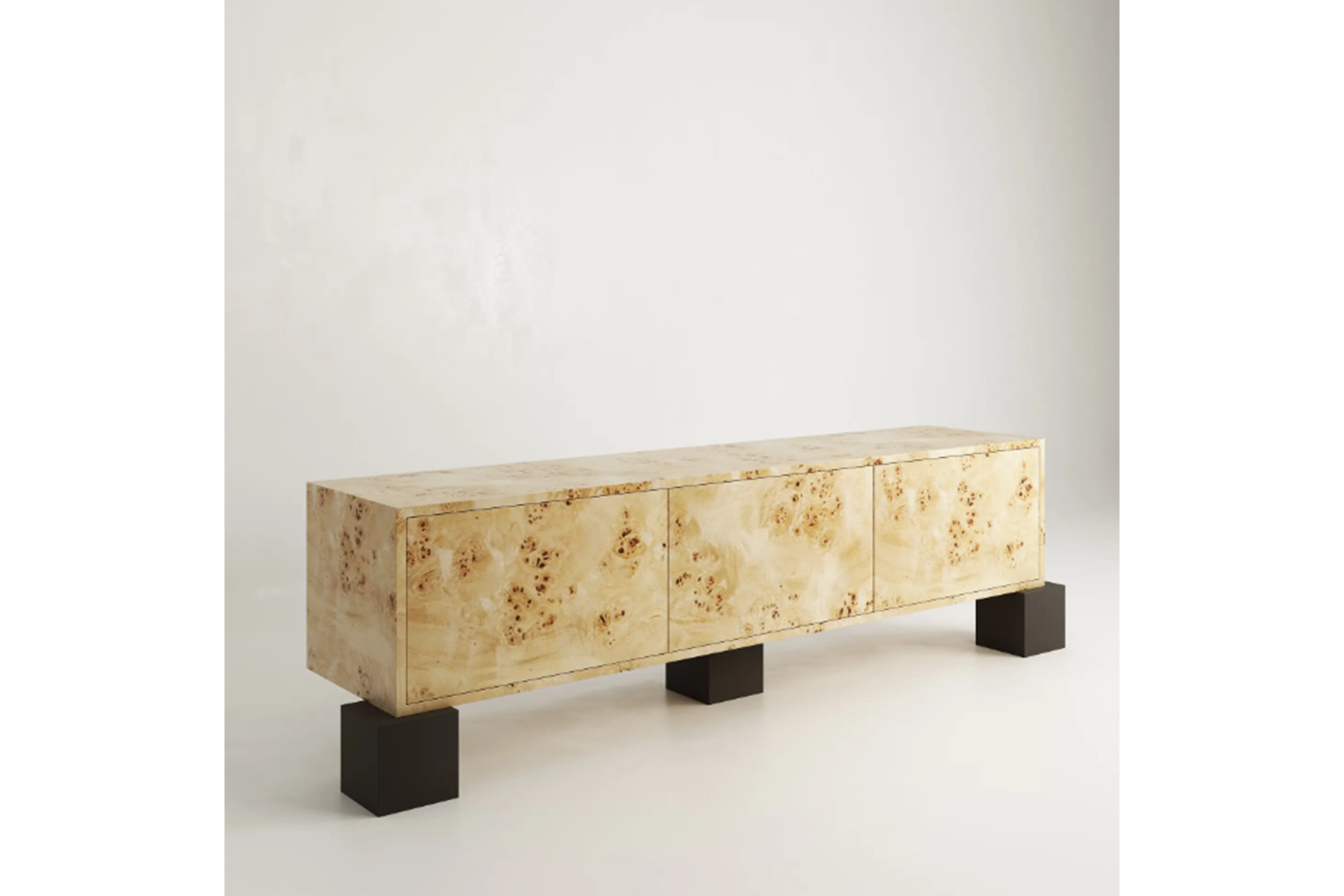 Modern Mazel Veneer & Black Lacquered Media Console