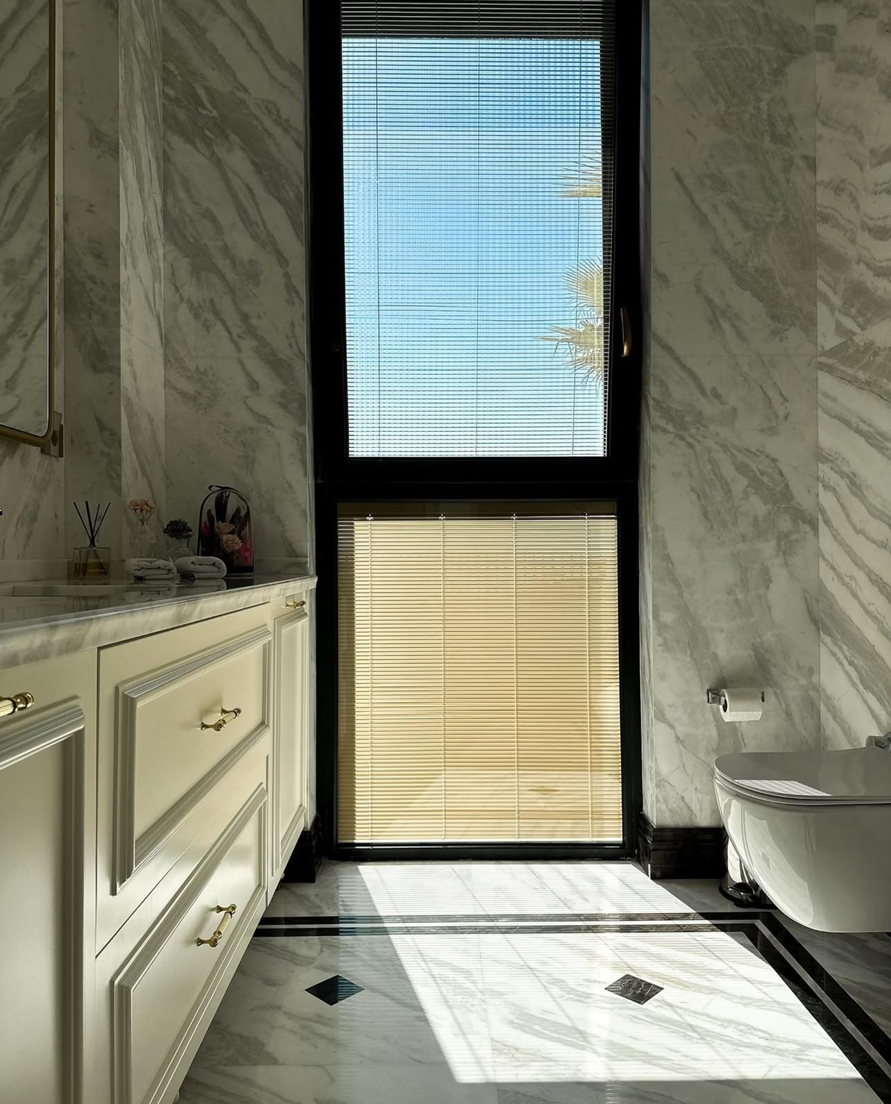 Our Custom Project For Interior Designer - New Wave & Bruno Perla Marble – A Luxurious Choice for Bathroom Flooring & Wall Cladding