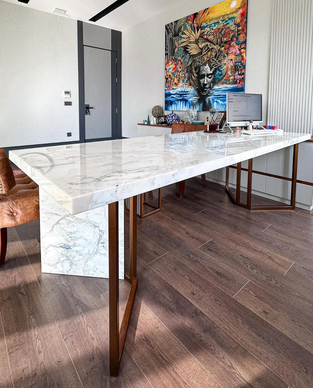 Our Custom Project For Interior Designer - Violet Marble – A Luxurious Choice for Custom Office Desk Design