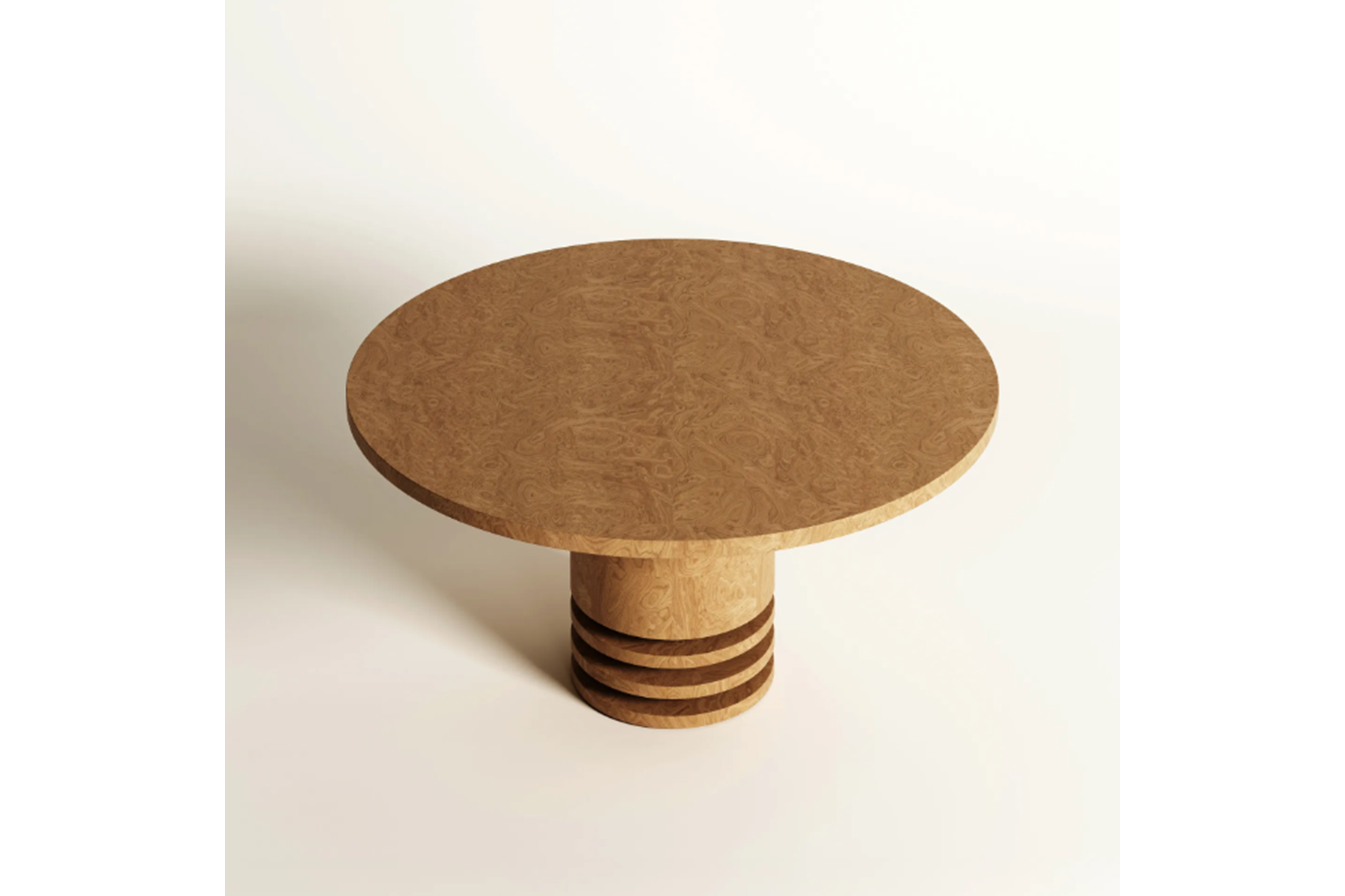 Round Dining Table with Natural Wood Root Veneer