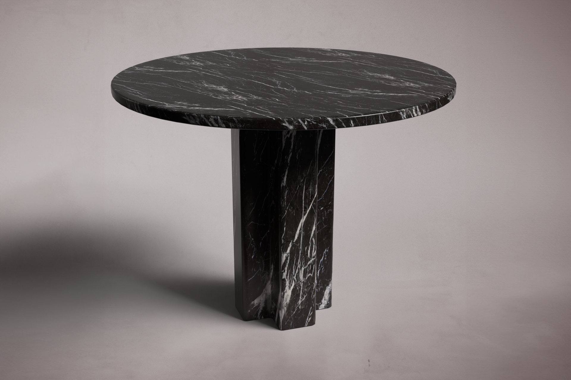 Luxury Black Marble Round Dining Table – Axis Base HamamDecor