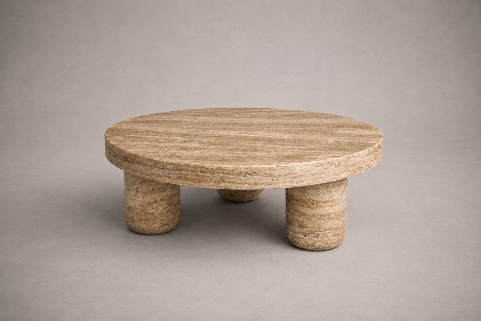 Bora Noche Travertine Round Coffee Table