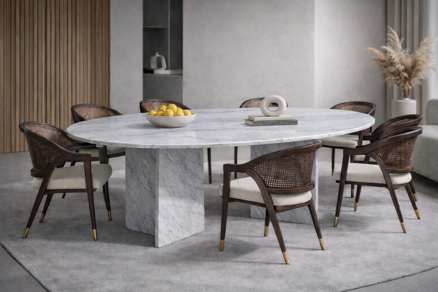 Pietra Tre Italienischer Carrara Marmor Ovaler Esstisch