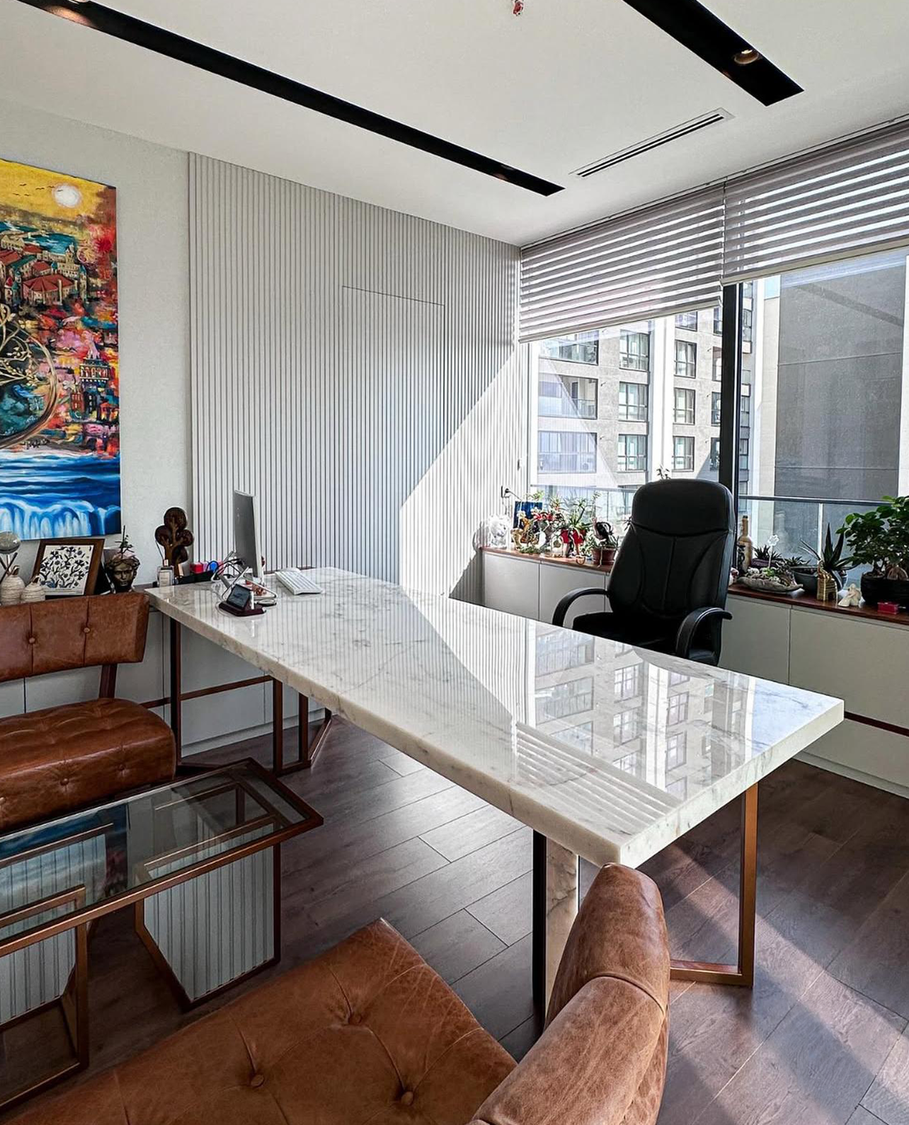 Our Custom Project For Interior Designer - Violet Marble – A Luxurious Choice for Custom Office Desk Design