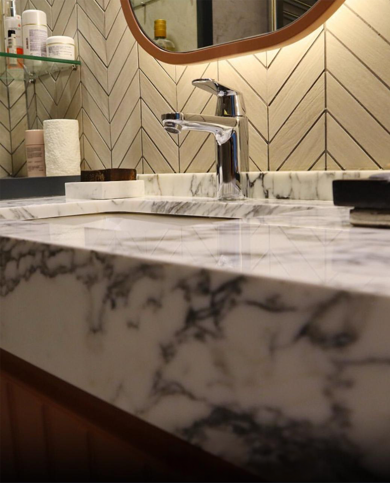 Our Custom Project For Interior Designer - Italian Arabescato Marble – A Timeless Choice for Custom Bathroom Countertop Design