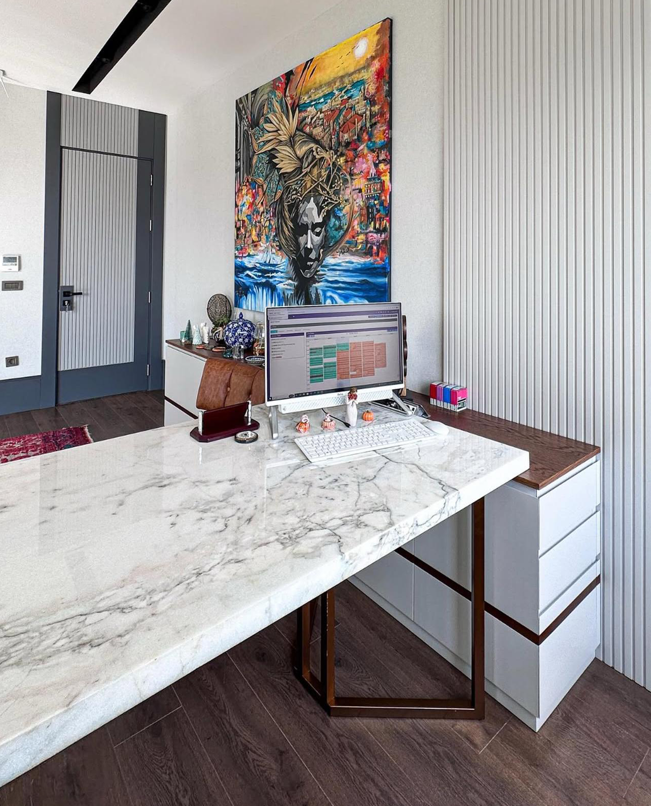 Our Custom Project For Interior Designer - Violet Marble – A Luxurious Choice for Custom Office Desk Design
