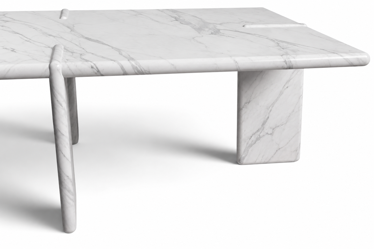 Luna Rectangular Italian Carrara Marble Coffee Table