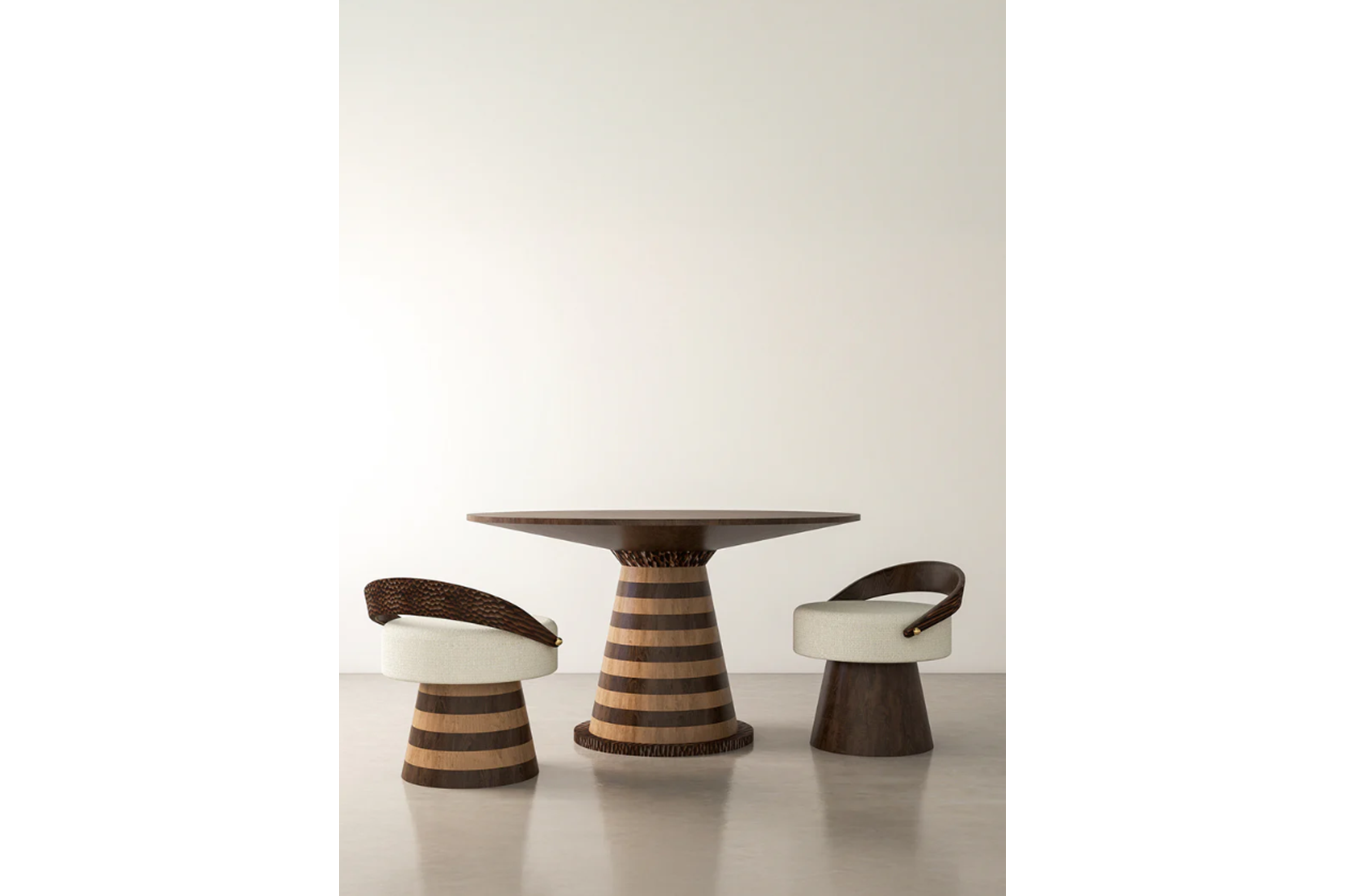 Walnut & Chestnut Wood Round Dining Table