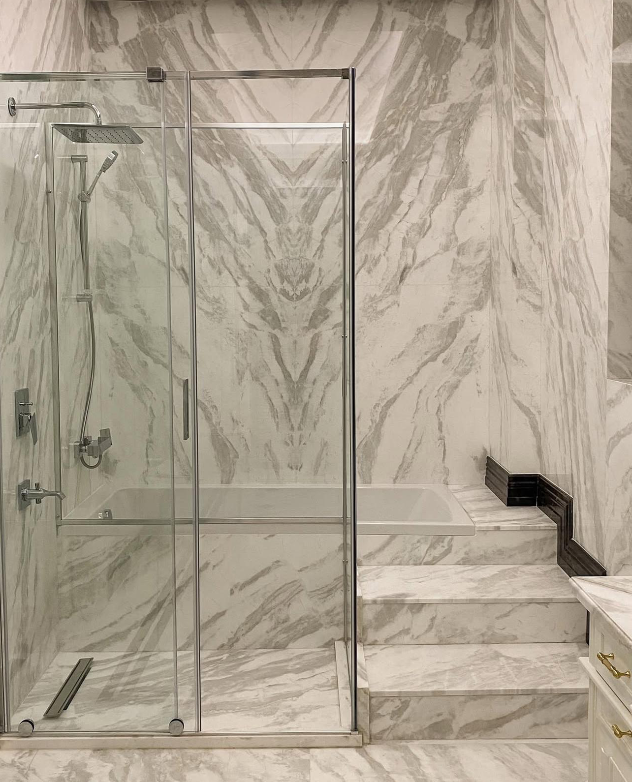 Our Custom Project For Interior Designer - New Wave & Bruno Perla Marble – A Luxurious Choice for Custom Bathroom Design