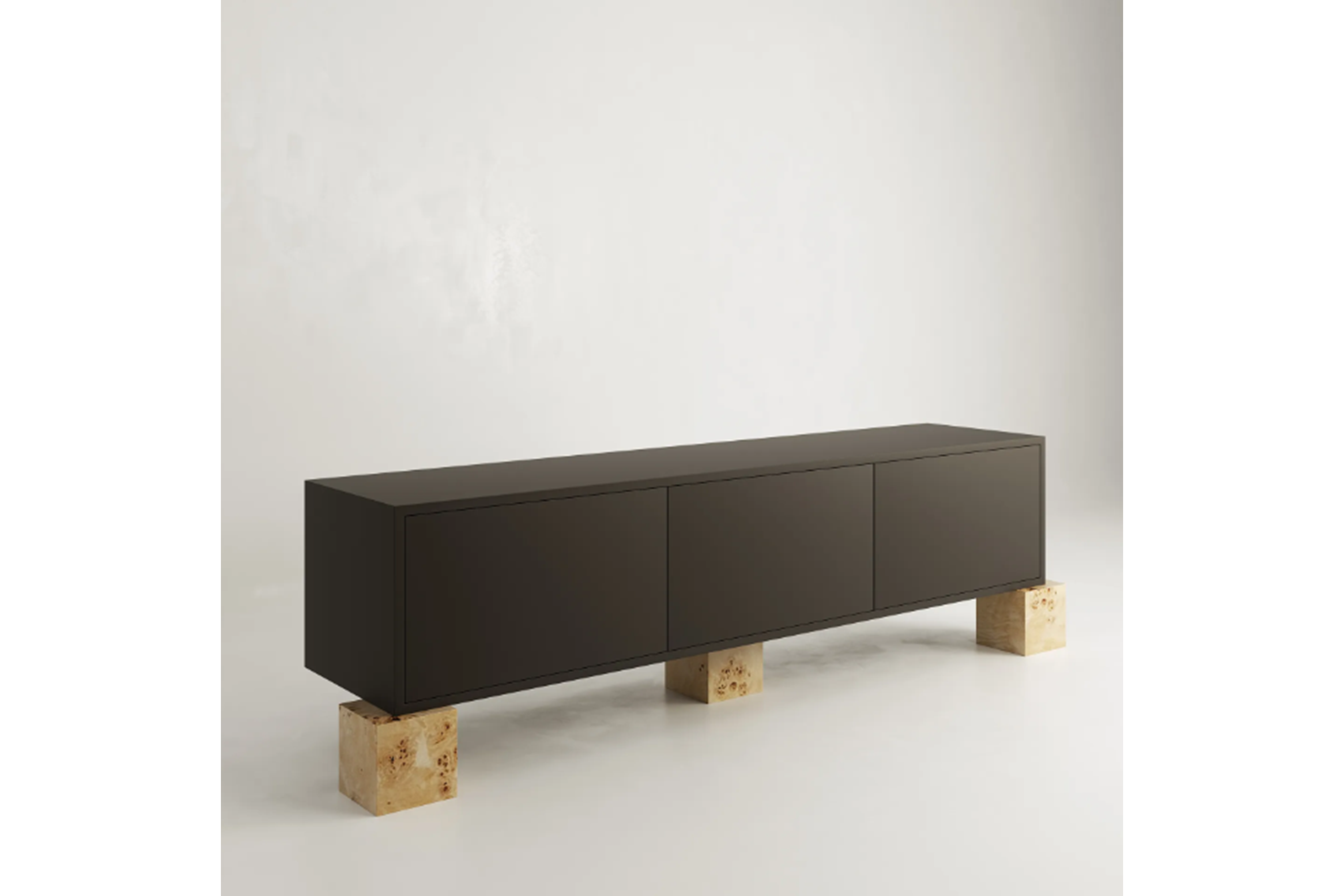 Modern Mazel Veneer & Black Lacquered Media Console