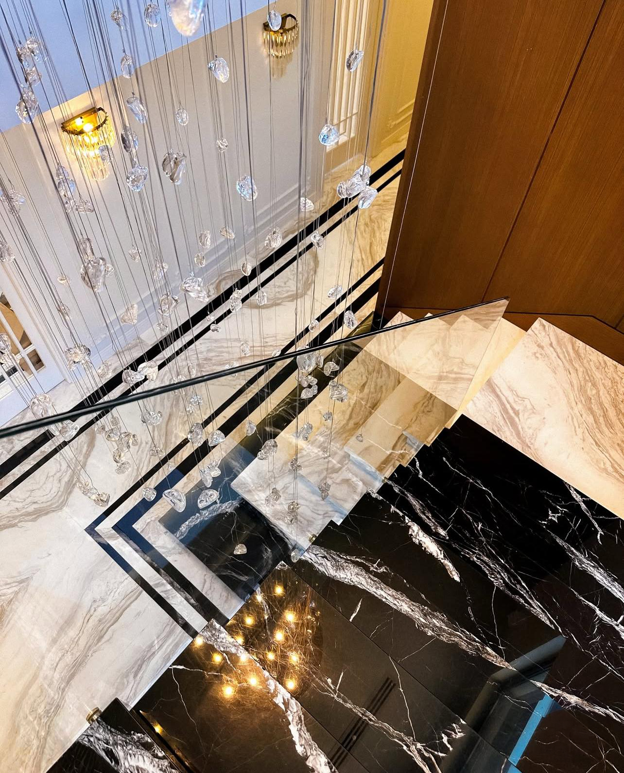 Our Custom Project For Interior Designer - Alexander Black & Volakas Marble – A Luxurious Choice for Staircase & Flooring Design