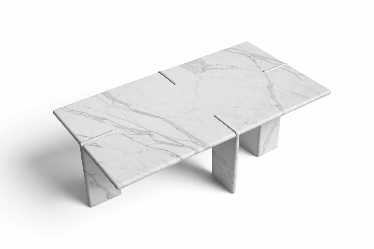 Luna Rectangular Italian Carrara Marble Coffee Table