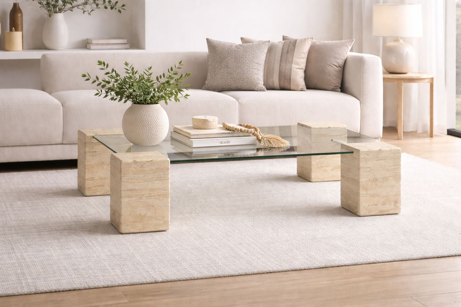 Plinth Travertine Coffee Table