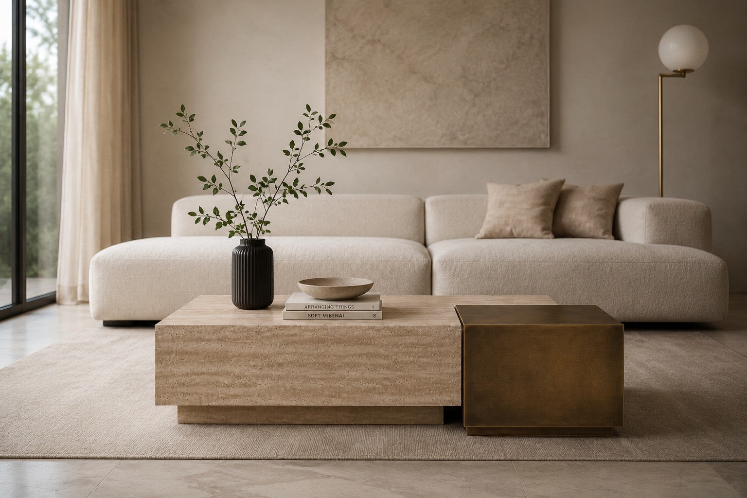 Coste Rectangular Travertine Coffee Table