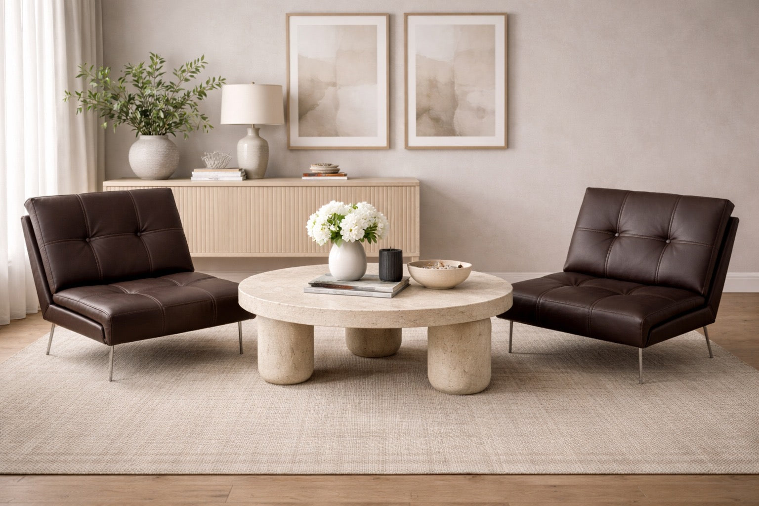 Bora Travertine Round Coffee Table