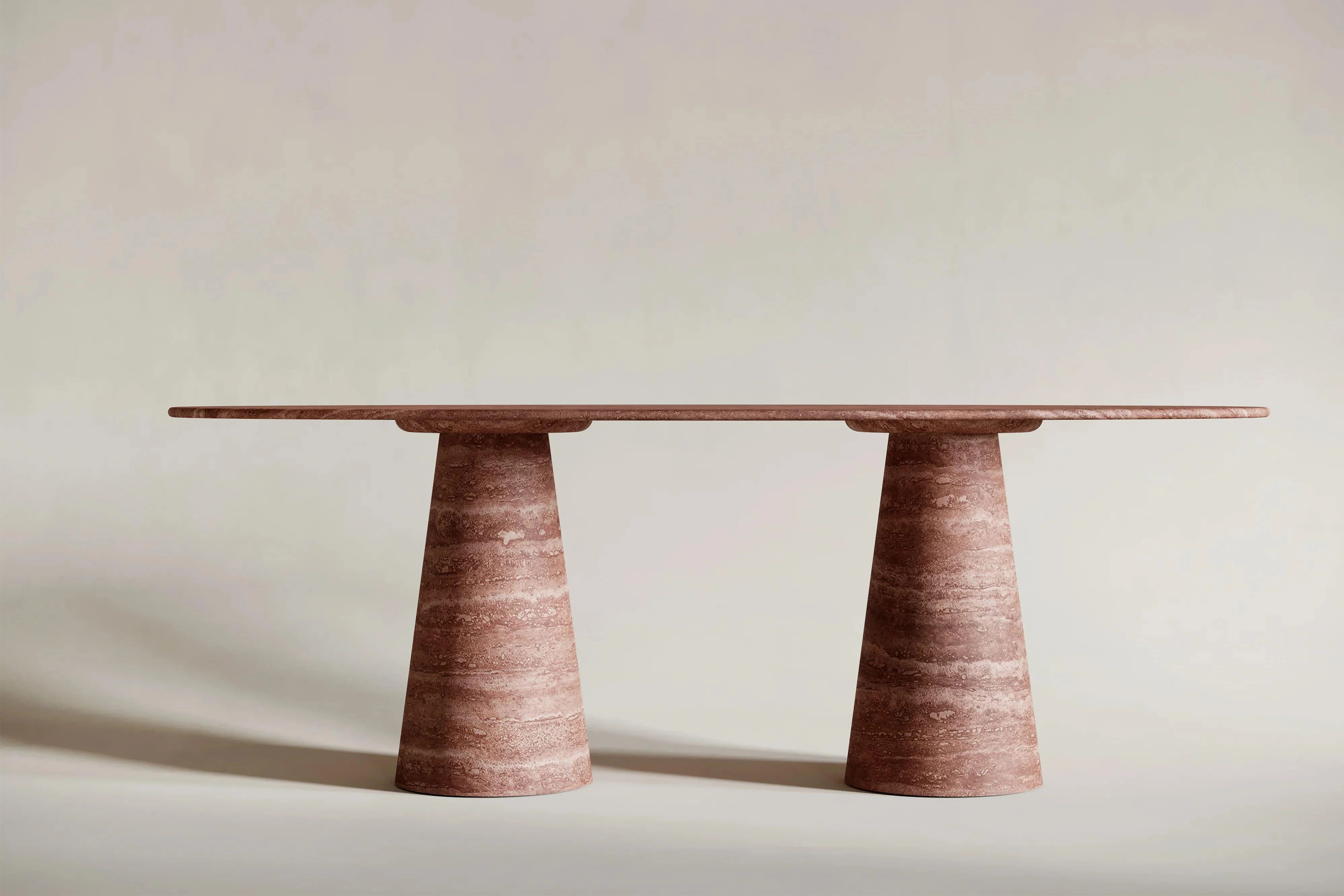 Rosso de Pierre Travertine Oval Dining Table