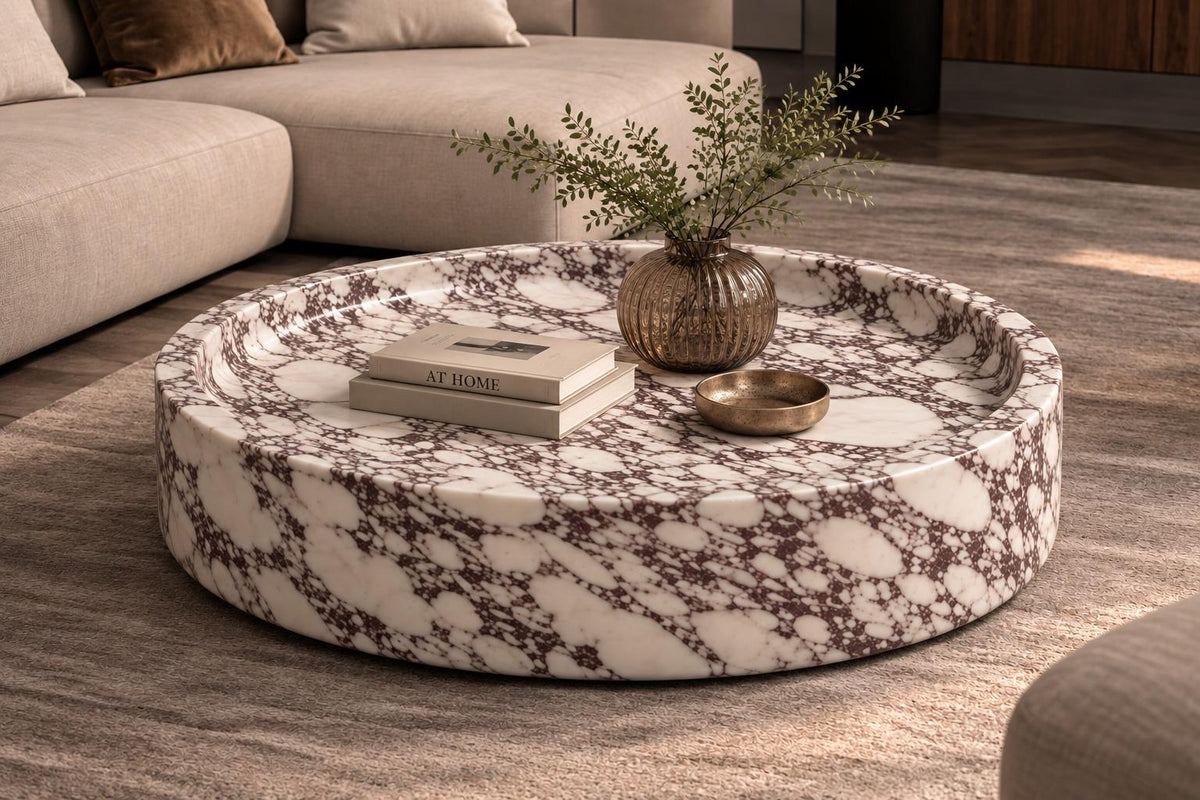 Oleo Calacatta Viola Marble Round Coffee Table