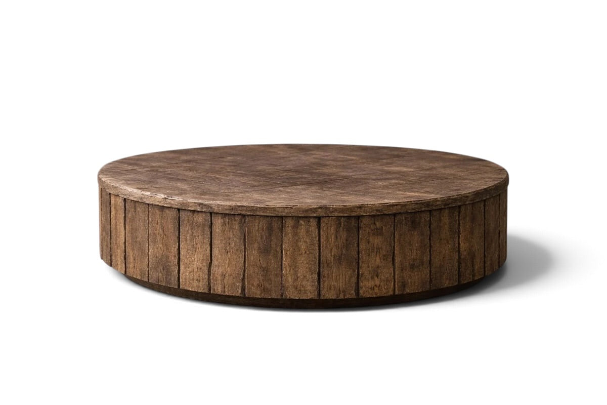 reclaimed wood round coffee table. round reclaimed wood coffee table. handmade reclaimed wood round coffee table. custom reclaimed wood round coffee table. solid wood round coffee table. rustic reclaimed wood round coffee table. low profile round coffee table in reclaimed wood. round coffee table made from reclaimed wood. modern organic reclaimed wood round coffee table. farmhouse reclaimed wood round coffee table