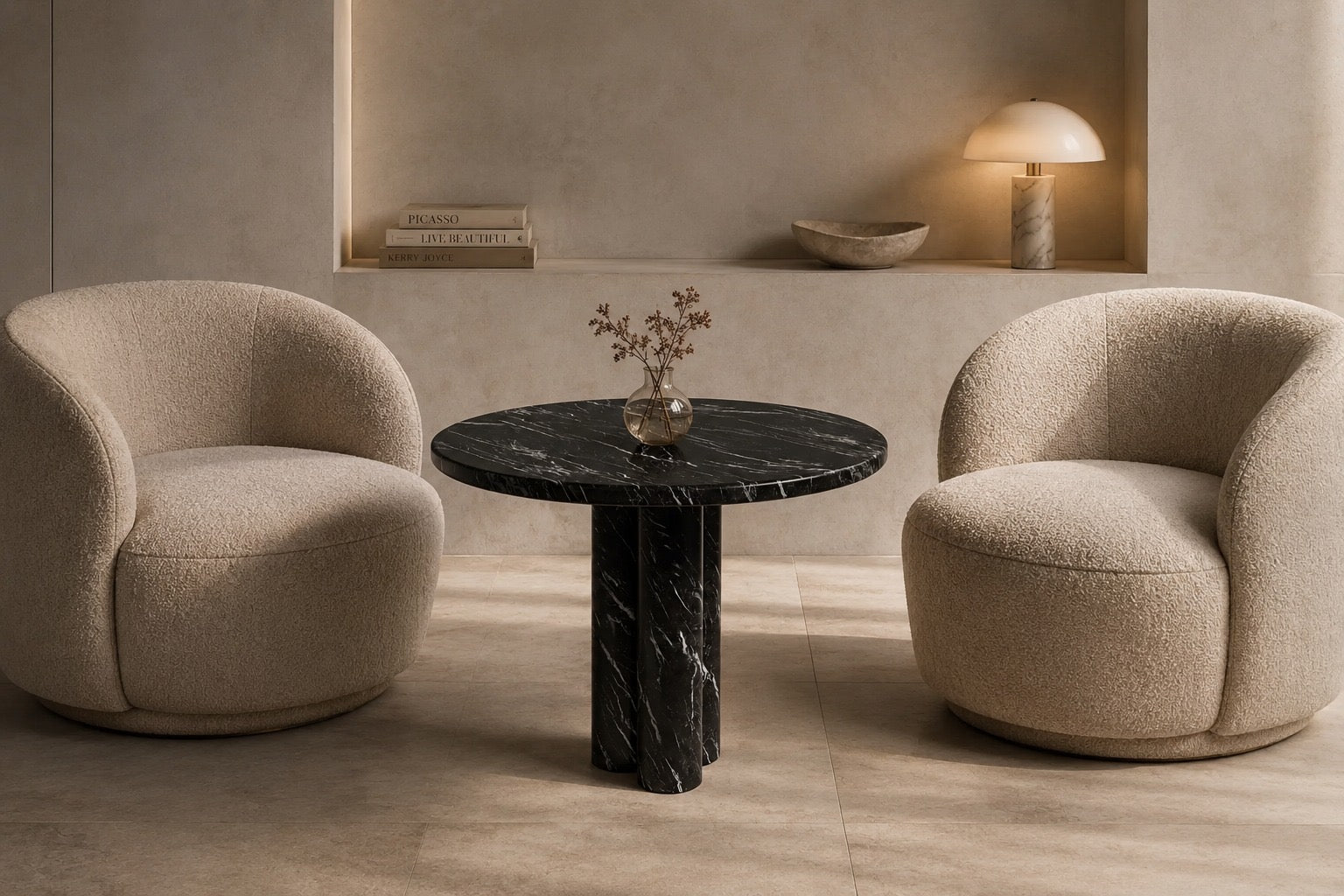 Zade Alexander Black Marble Round Table