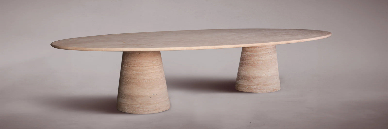 Élégance de Pierre Travertine Oval Dining Table 78"