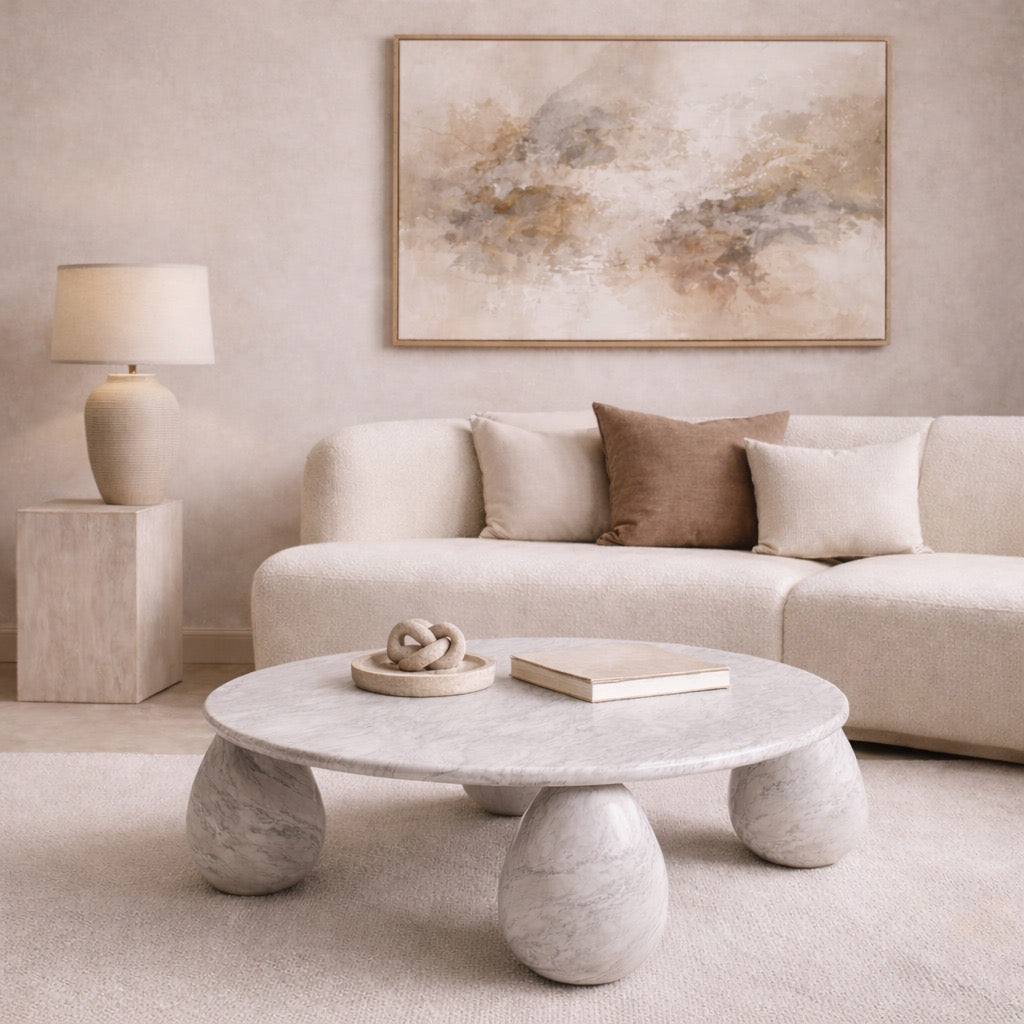 Cons Runder Couchtisch aus italienischem Carrara Marmor