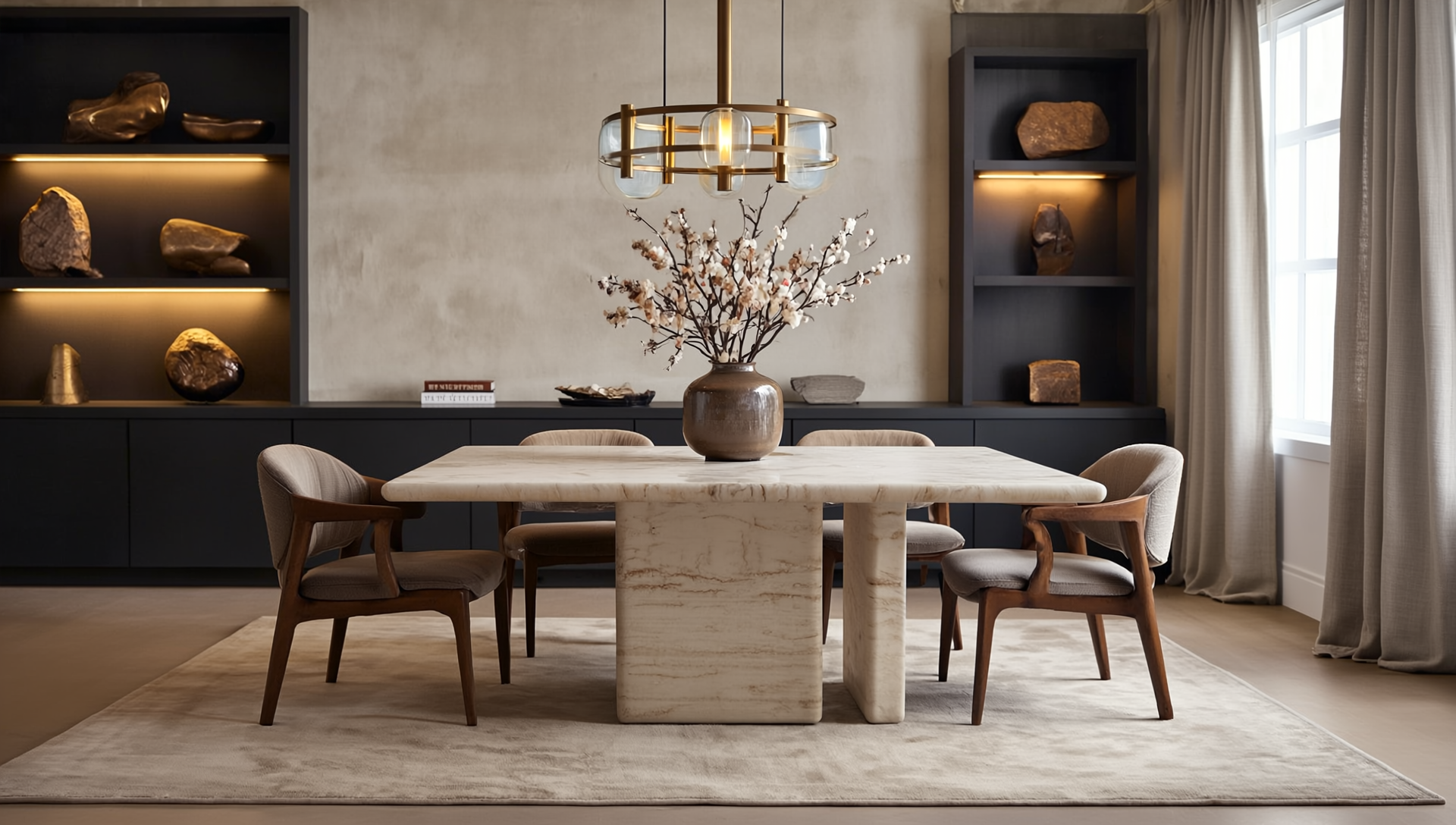 Forma Rectangular Travertine Dining Table