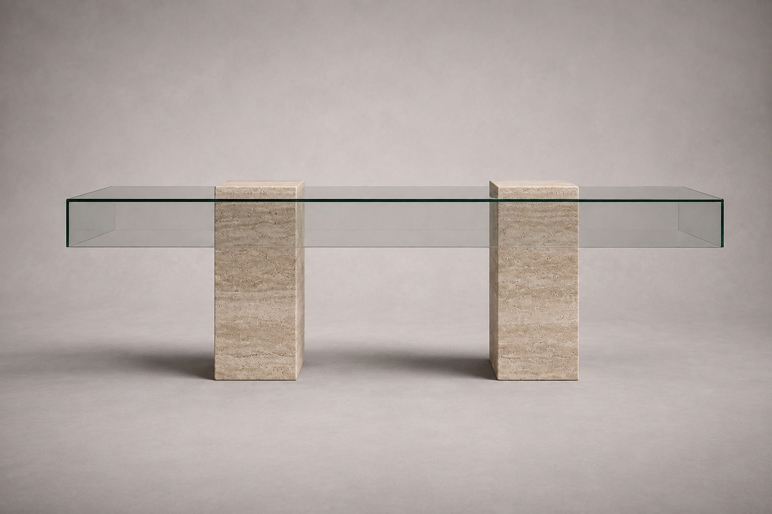 Statue Rectangular Travertine Coffee Table