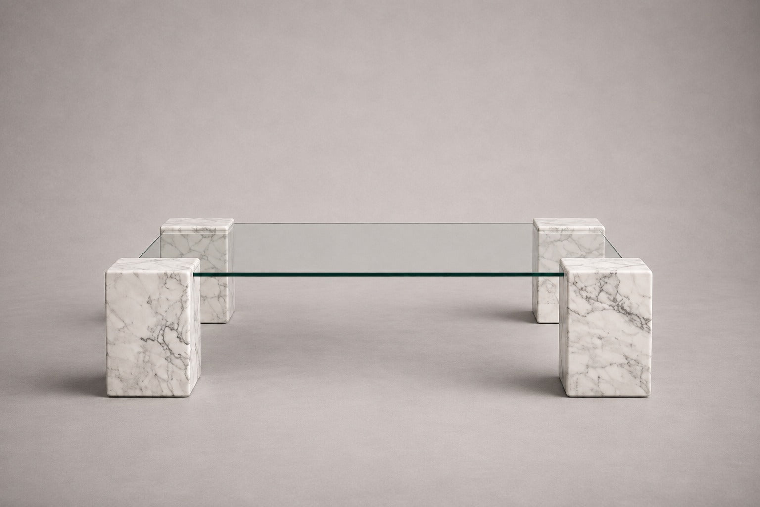 Plinth Italian Carrara Marble Coffee Table