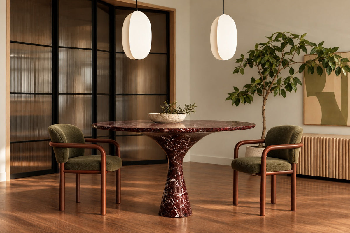 Essence Roter Marmor Runder Tisch