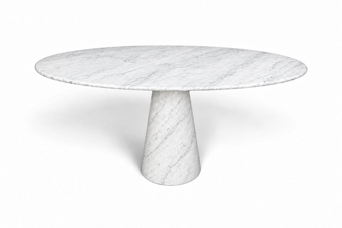 Solitary Cone Carrara Marble Dining Table
