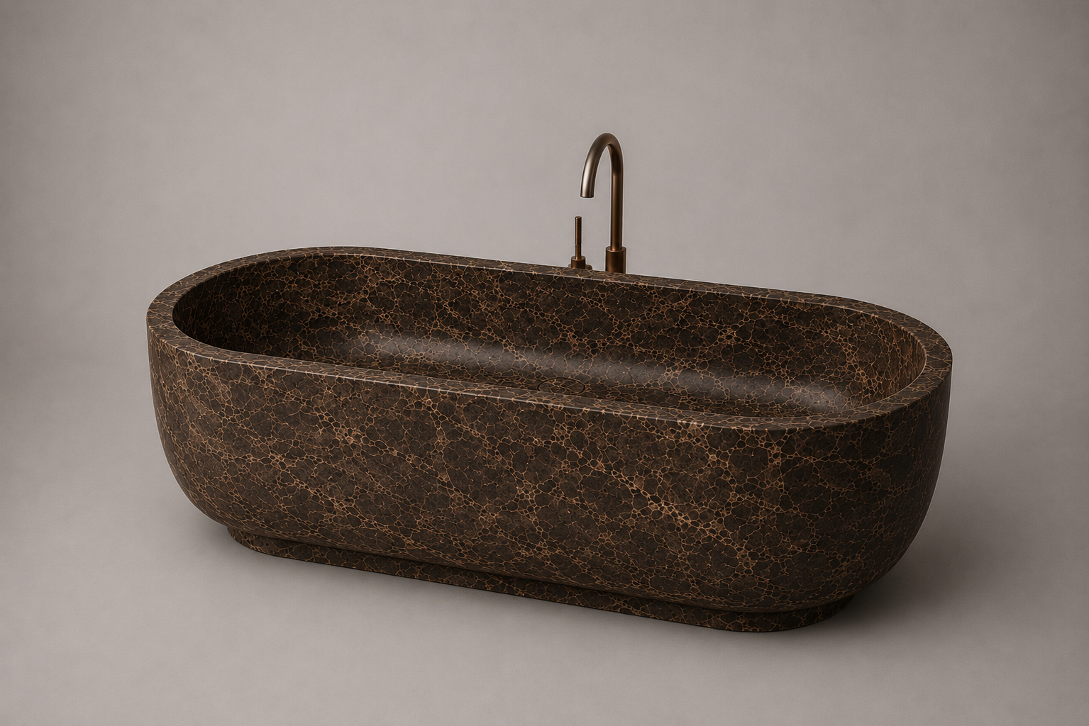 Freestanding marble bathtub with sculptural oval silhouette for luxury bathrooms. Custom marble bathtub in a refined freestanding design. Luxury freestanding marble bathtub handcrafted from natural stone. Bespoke marble bathtub with soft curved form for high end bathrooms. Custom freestanding marble bathtub for luxury interior design projects. Handcrafted marble bathtub with minimalist architectural silhouette
