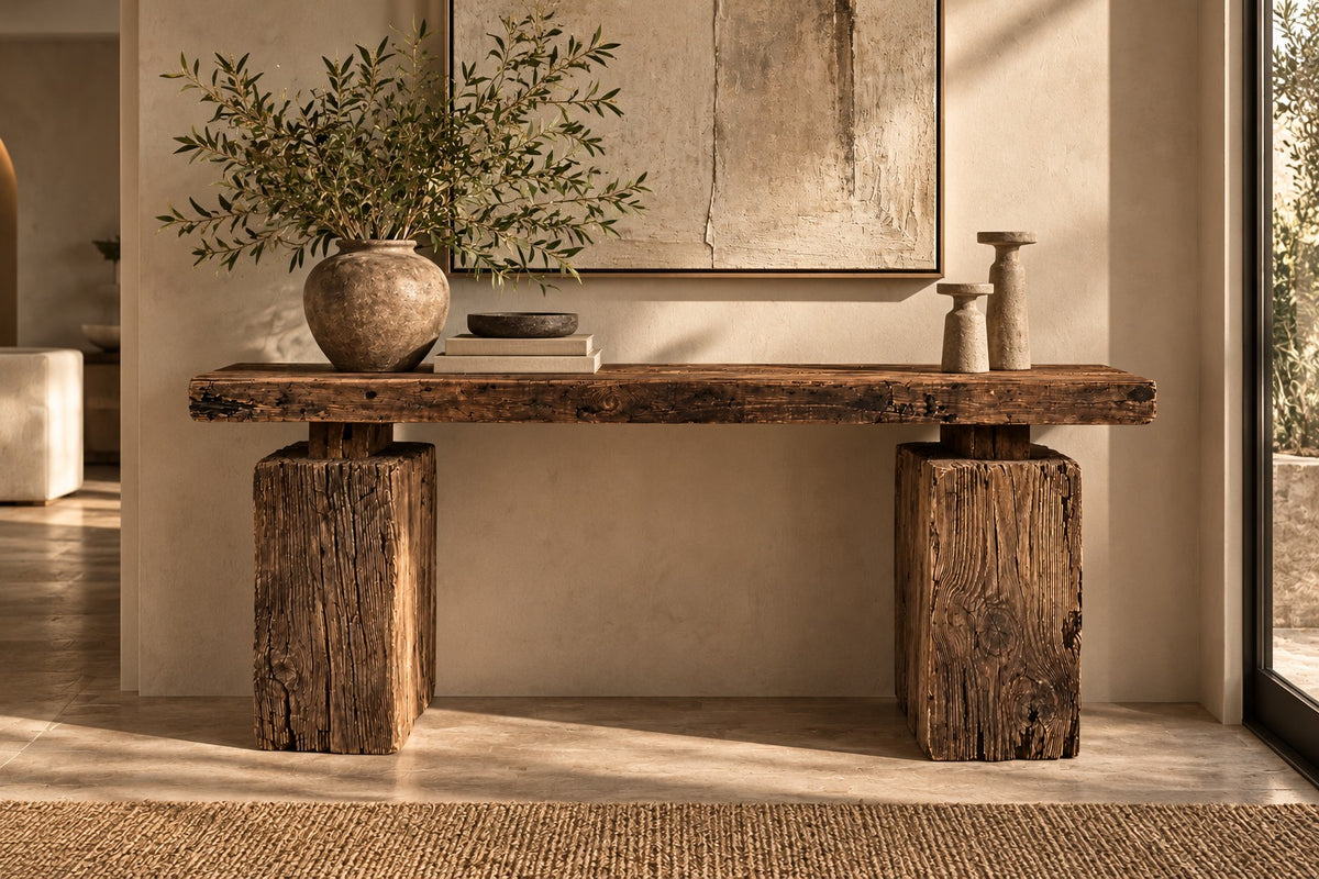 reclaimed wood console table. handmade reclaimed wood console table. custom reclaimed wood console table. solid reclaimed wood console table. rustic reclaimed wood console table. live edge reclaimed wood console table. narrow reclaimed wood console table. reclaimed wood entryway console table. reclaimed wood hallway console table. modern organic reclaimed wood console table.