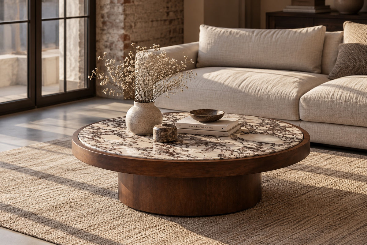 Siena Wood Round Coffee Table