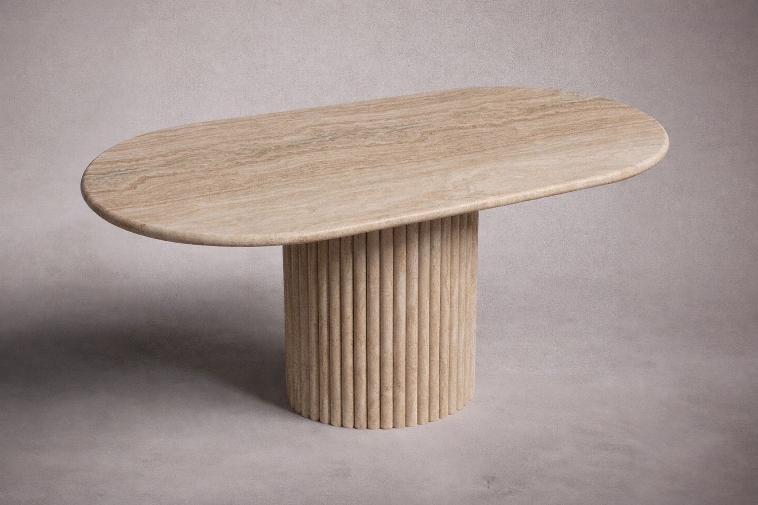 Aurelia Oval Noche Travertine Dining Table