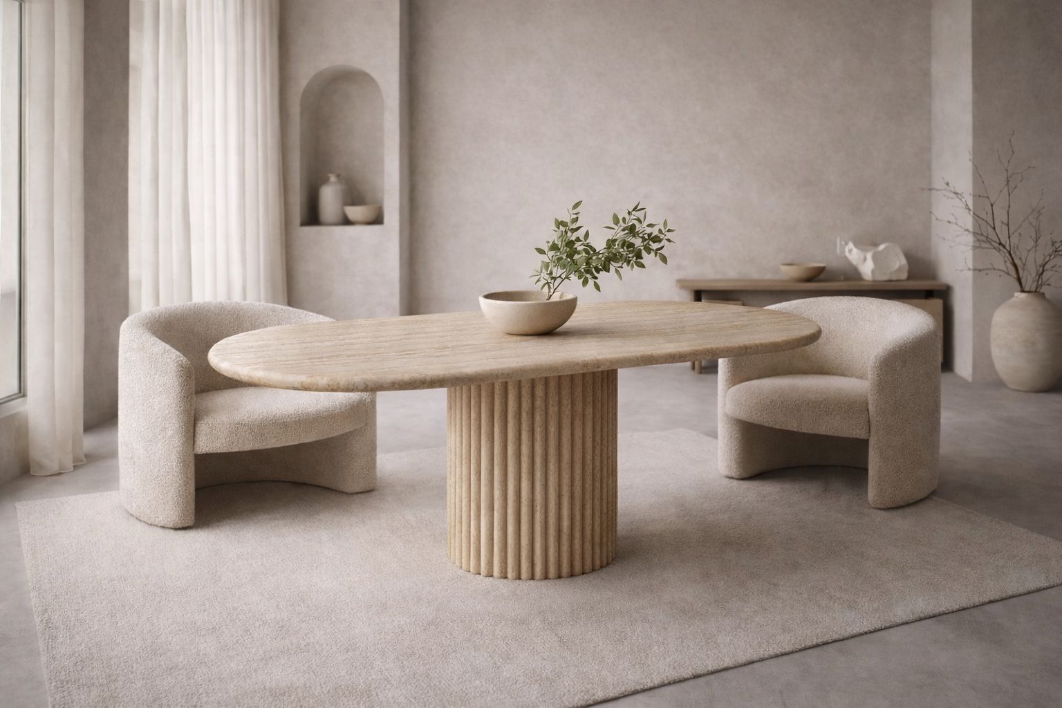 Aurelia Oval Travertine Dining Table