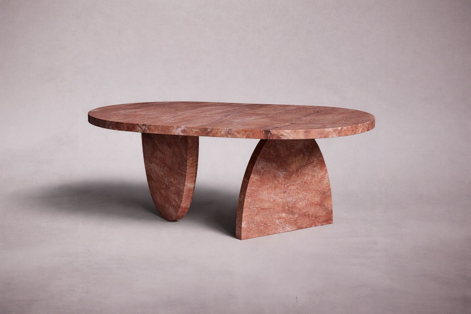 Pilar Red Travertine Oval Coffee Table