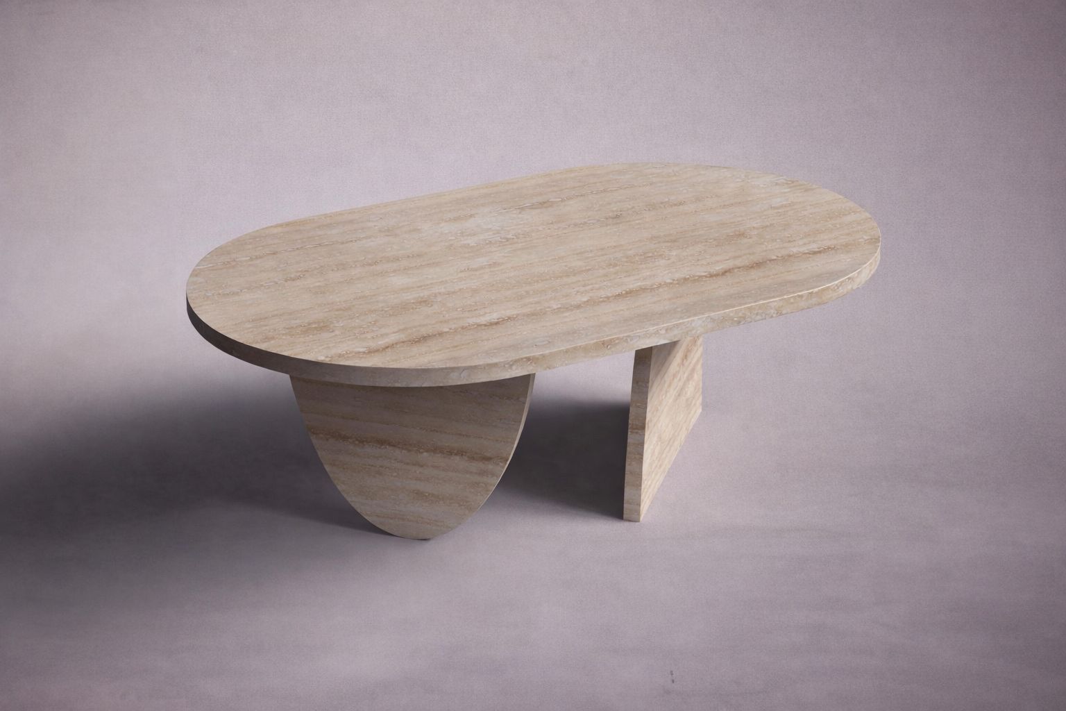 Pilar Red Travertine Oval Coffee Table