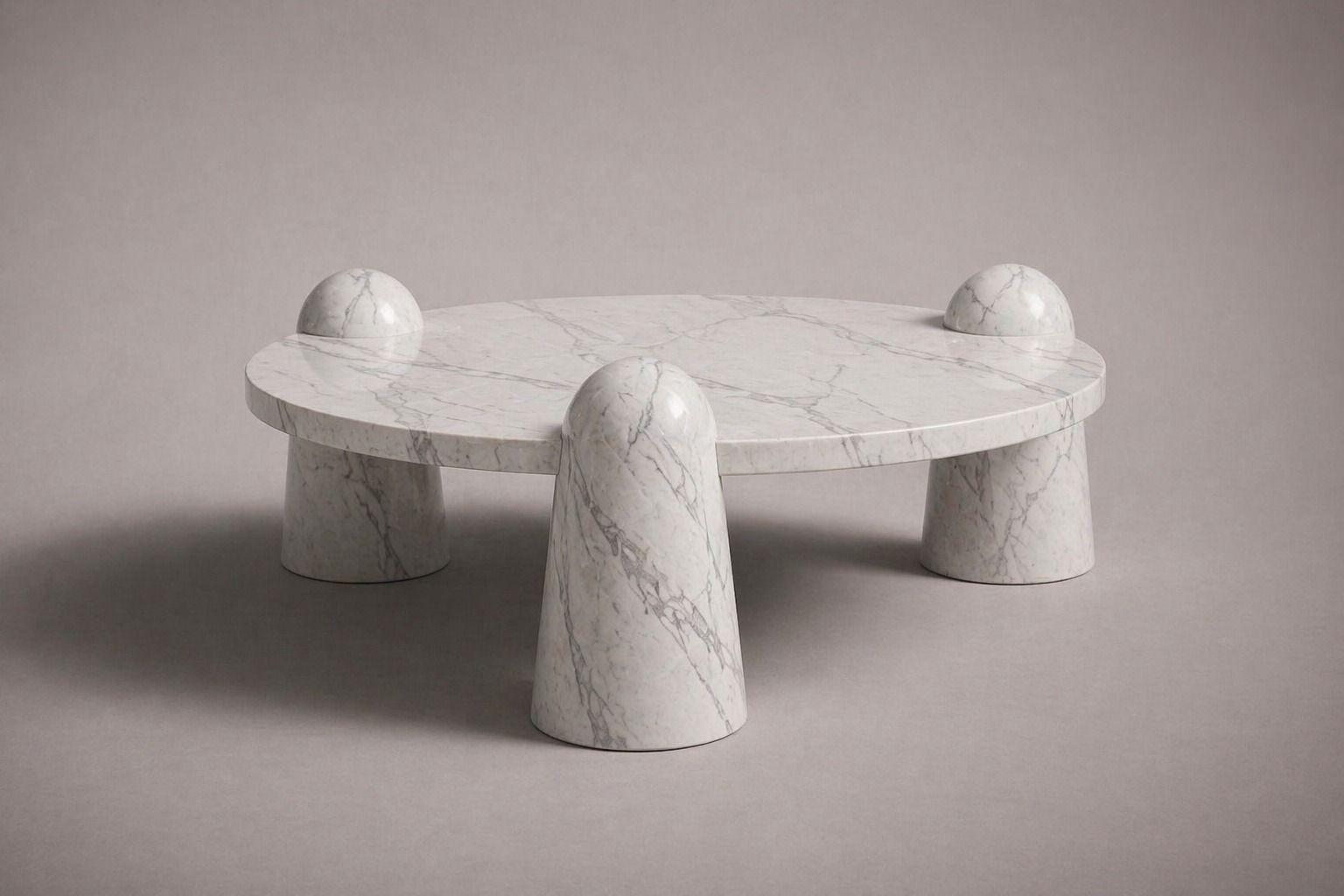 Bonna Italian Carrara Marble Round Coffee Table