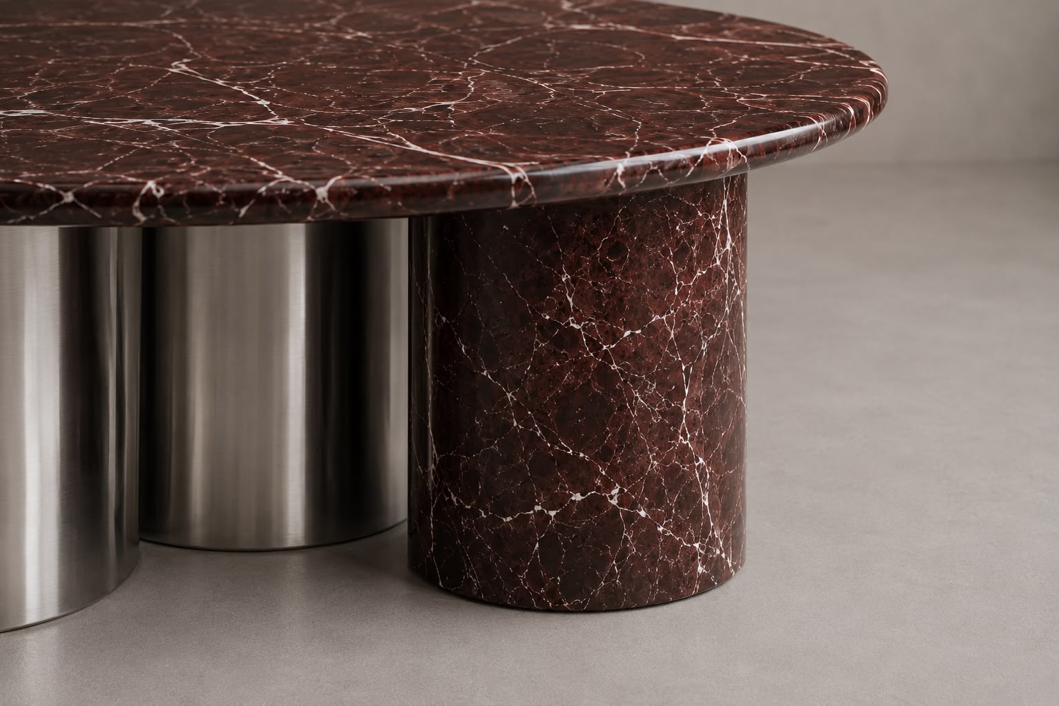 Ember Rosso Levanto Marble Round Coffee Table
